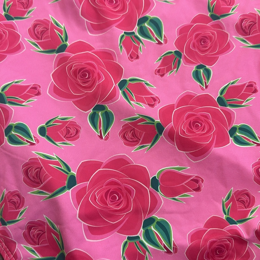 Betsy Johnson V Neck Pink Rose Bloom One Piece Scrunched Side Swimsuit - Picture 6 of 9